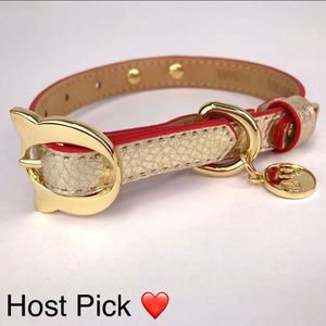 MOSHIQA Gold Leather Cat Dog Pet Collar Size S WW84 Luxury Designer Siamese
